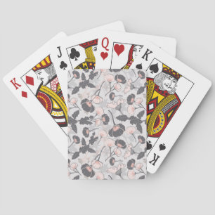 Jeu De Cartes Élégante Fleurs en gris rose féminin
