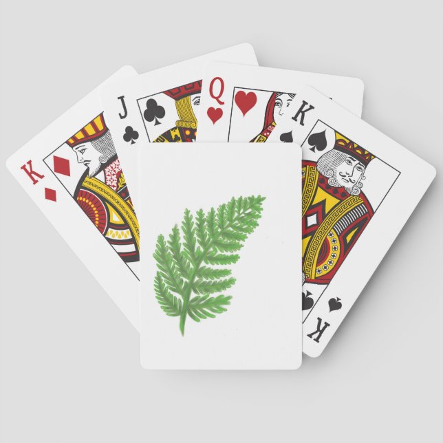 Jeu De Cartes Élégante fougères vertes feuilles de bois (dos)