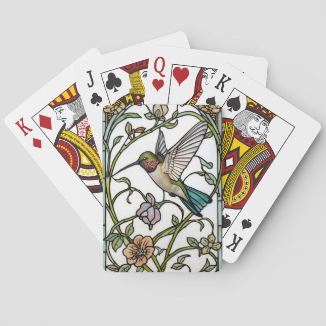 Jeu De Cartes Élégante illustration de colibri dans un style bot (dos)
