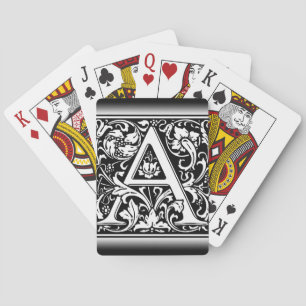 Jeu De Cartes Élégante lettre Vintage florale A Monogramme