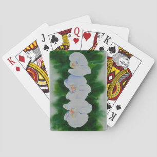 Jeu De Cartes Elégante peinture d'orchidée tropicale blanche