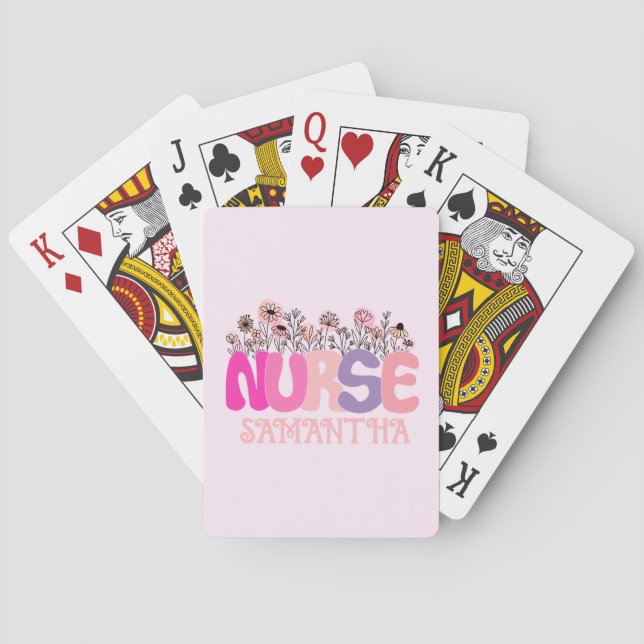 Jeu De Cartes Élégante typographie "infirmière" avec florale vib (dos)