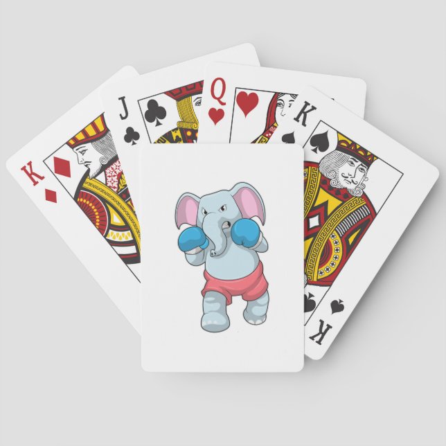 Jeu De Cartes Eléphant à la boxe avec gants de boxe (dos)