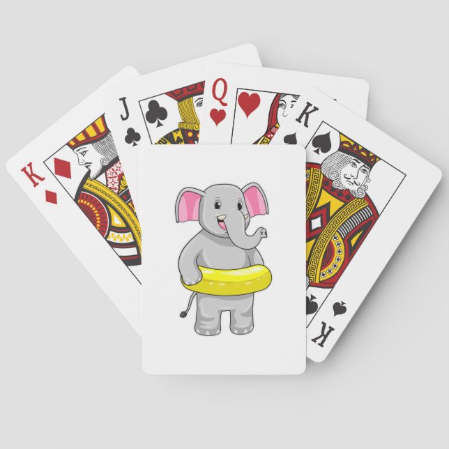 Jeu De Cartes Eléphant à nager avec Lifebuoy (dos)