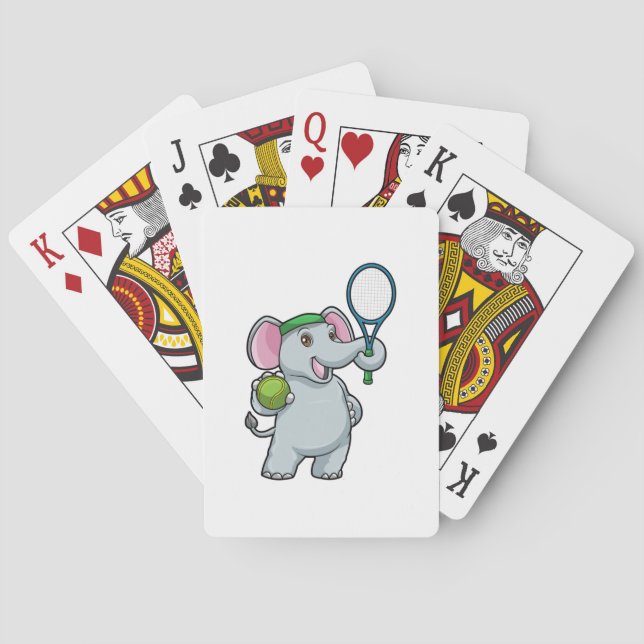 Jeu De Cartes Elephant at Tennis with Tennis racket (dos)