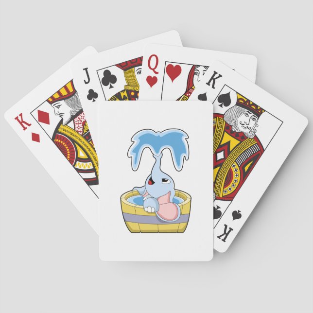 Jeu De Cartes Eléphant avec baignoire remplie d'eau (dos)