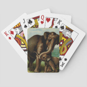 Jeu De Cartes Éléphant femelle vintage avec son bébé