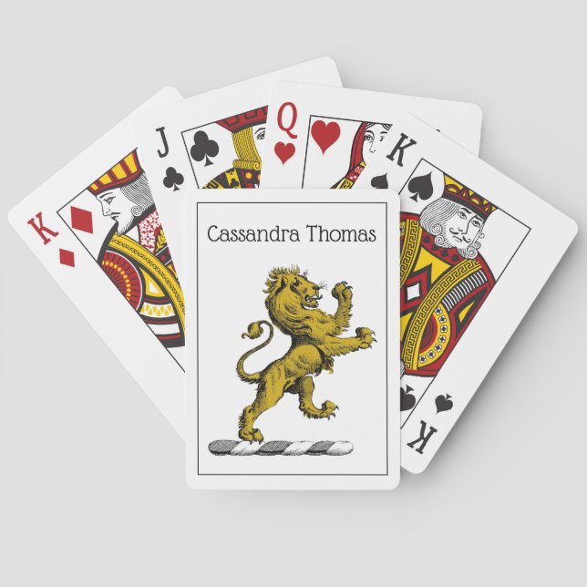 Jeu De Cartes Emblème C de crête permanente de lion héraldique (dos)