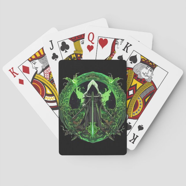 Jeu De Cartes Emblème de faucheuse en vert6 (dos)