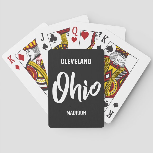 Jeu De Cartes Emplacement personnalisé, nom et couleur Ohio (dos)
