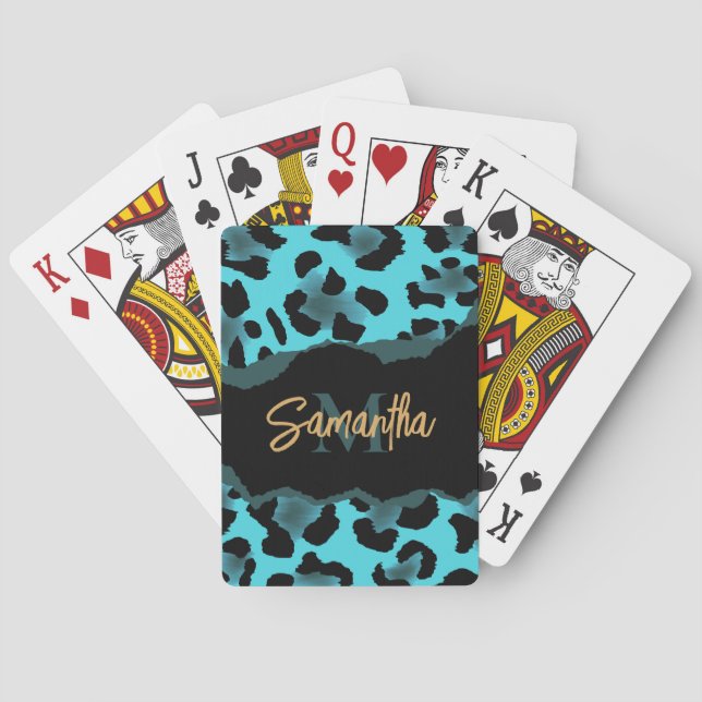 Jeu De Cartes Empreinte de léopard bleu mignon (dos)