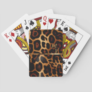 Jeu De Cartes Empreinte de léopard chic et or Monogrammé