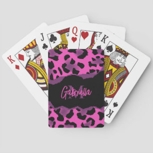 Jeu De Cartes Empreinte de léopard rose et violet