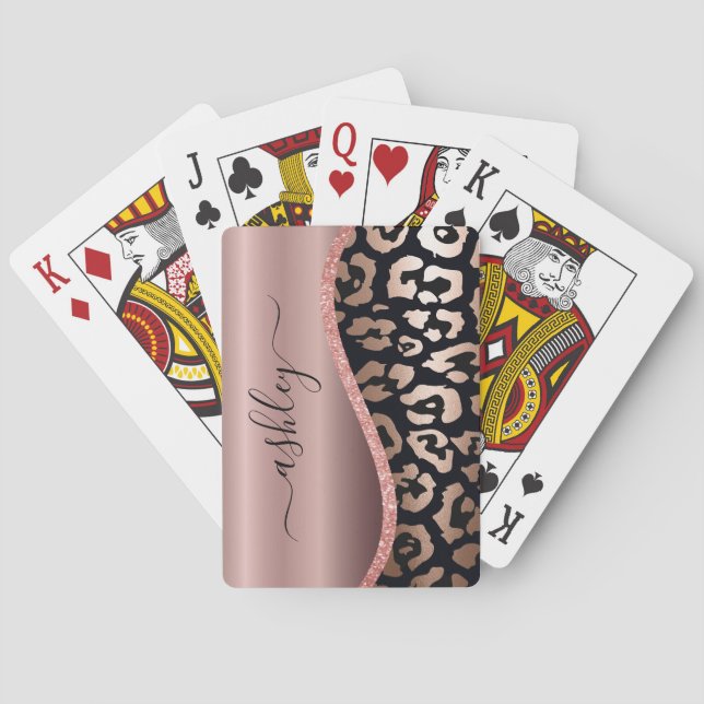 Jeu De Cartes Empreinte de léopard rose Gold Foil (dos)