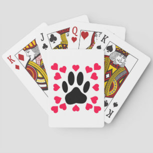 Jeu De Cartes Empreinte de patte Chien Noir Avec Formes Cardiaqu