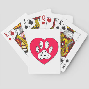 Jeu De Cartes Empreinte de patte dalmate dans le coeur rouge
