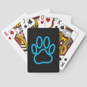 Jeu De Cartes Empreinte de patte de chien de Néon Bleu