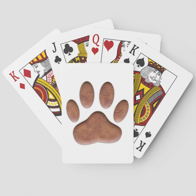 Jeu De Cartes Empreinte de patte de chien de Texture en cuir (dos)