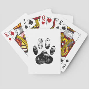 Jeu De Cartes Empreinte de patte de chien gris noir et blanc
