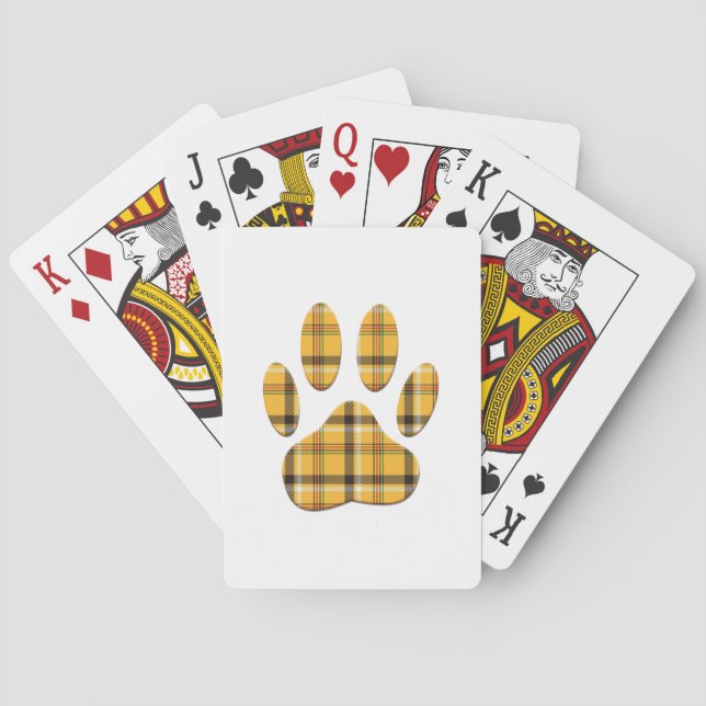 Jeu De Cartes Empreinte de patte de chien Tartan (dos)