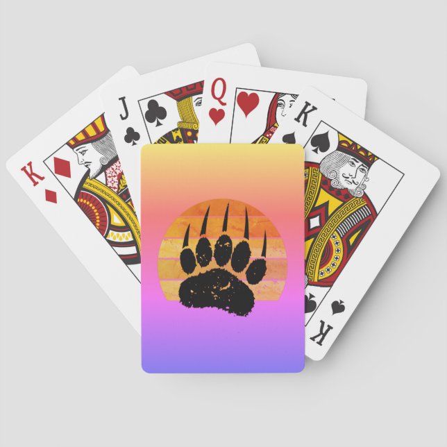Jeu De Cartes Empreinte de patte d'ours sur coucher de soleil Vi (dos)