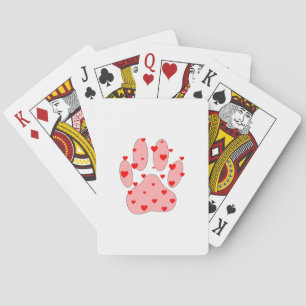 Jeu De Cartes Empreinte de patte rose aux coeurs