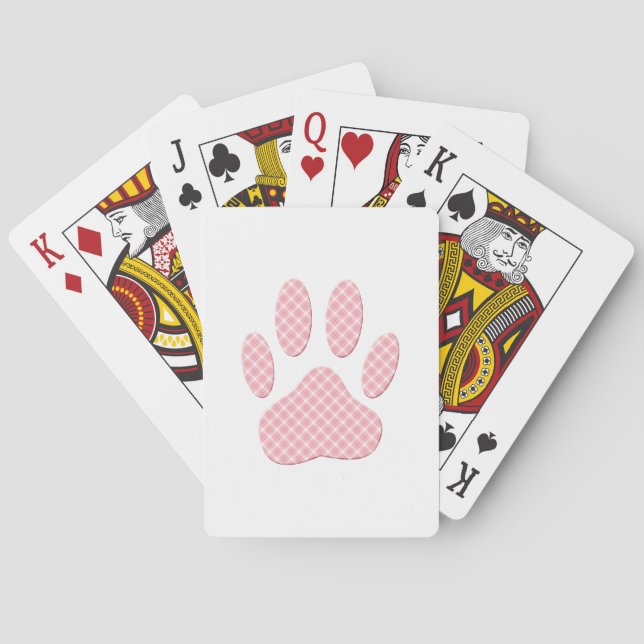 Jeu De Cartes Empreinte de patte Tartan Rose Et Blanc (dos)