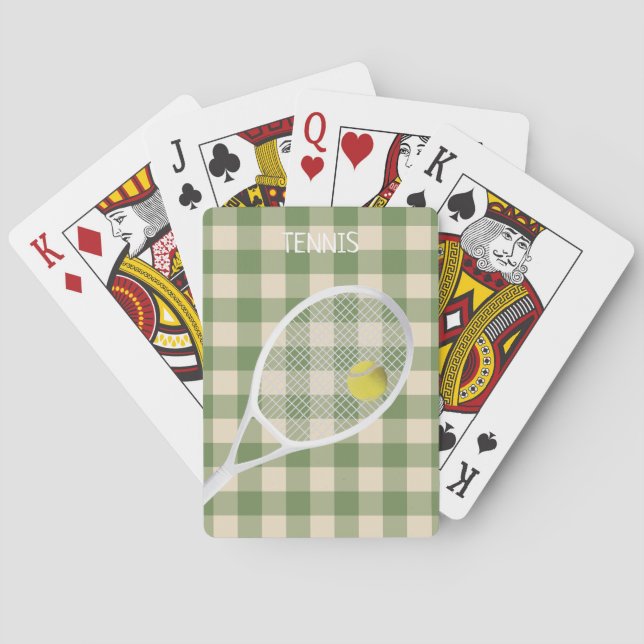 Jeu De Cartes en vichy moderne balle de tennis Raquette blanche (dos)