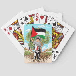 Jeu De Cartes Enfant avec Keffiyeh Palestine Drapeau et olivier