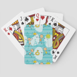 Jeu De Cartes Enfants mignons jouant sur le motif de plage