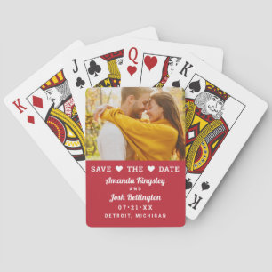 Jeu De Cartes Enregistrer la date Red Custom Wedding Photo