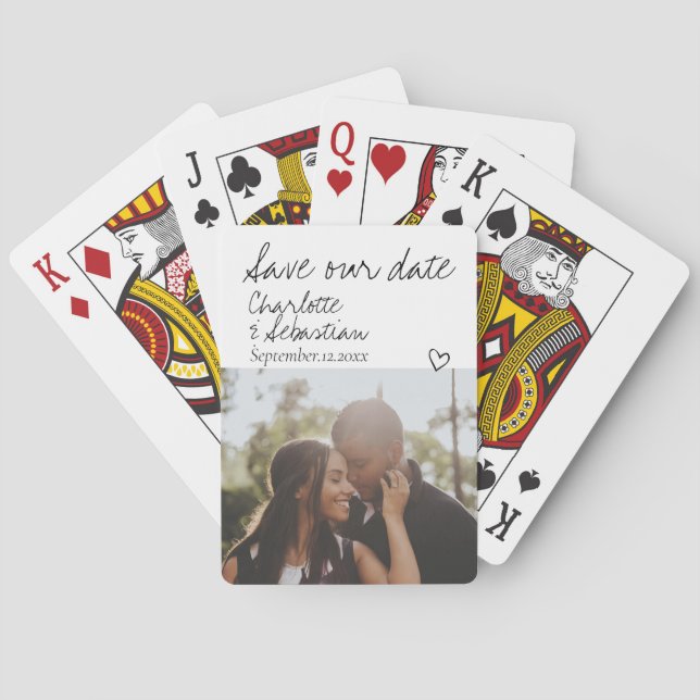 Jeu De Cartes Enregistrer notre date manuscrite photo personnali (dos)
