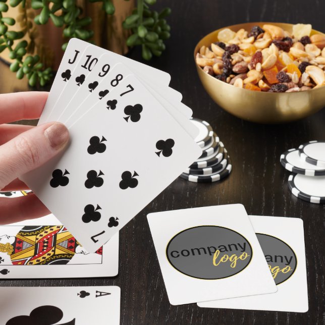 JEU DE CARTES ENTREPRISE MODERNE PROPRE LOGO PROMOTIONNEL BLANC (In Situ)