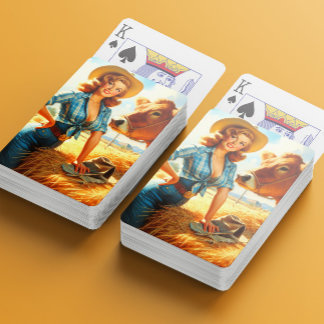 Jeu De Cartes Épinglette de cowgirl mignonne vintage