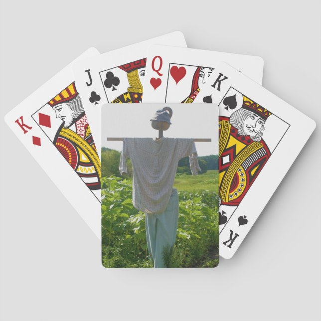 Jeu De Cartes Épouvantail Dans Le Champ De Jardin Nature  (dos)