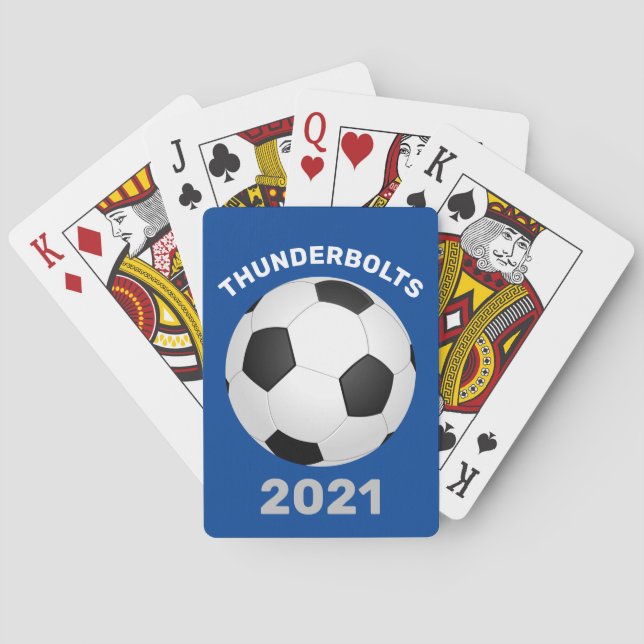 Jeu De Cartes Équipe de Football Bleu Cartes personnalisées (dos)