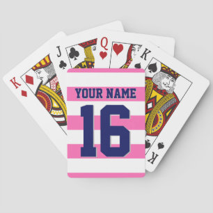 Jeu De Cartes Équipe de la marine rose chaude Jersey Preppy Stri
