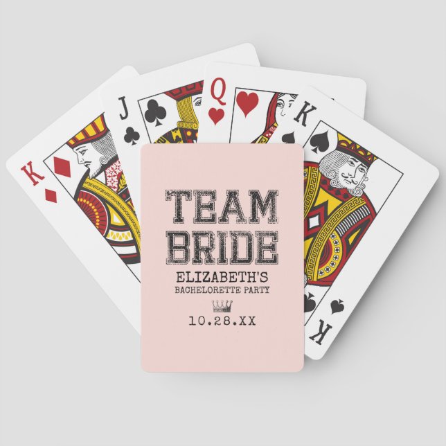 Jeu De Cartes Équipe Rose Collégiale Mariée Bachelorette Party (dos)