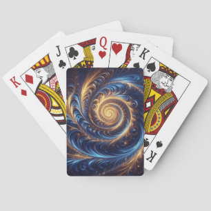 Jeu De Cartes Espace Abstrait moderne Royal Blue et Gold Swirls