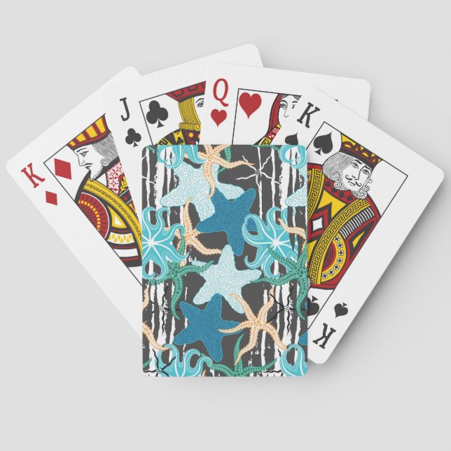 Jeu De Cartes Estarfish Vintage : Arrière - plan à rayures foncé (dos)