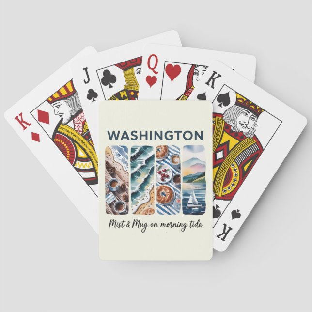 Jeu De Cartes Etat de Washington - Misty & Mug sur une marée mat (dos)
