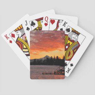 Jeu De Cartes États-Unis, Oregon. Blue Lake et mont Hood au leve