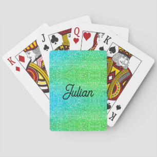Jeu De Cartes Étincelle de parties scintillant bleu et vert du d