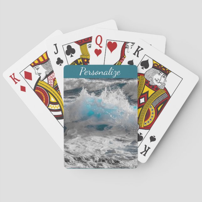 Jeu De Cartes Étiquette de bagage Océan Vague Crête de mer Natur (dos)