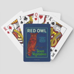 Jeu De Cartes Étiquette végétal de hibou rouge