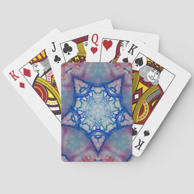 JEU DE CARTES ÉTOILE DE FUCHSIE BLEU ROSE ABSTRAITE (dos)
