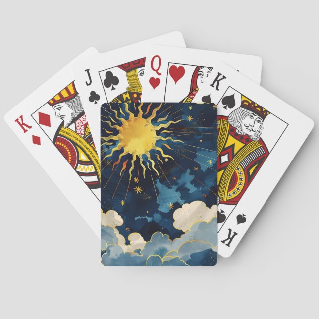 Jeu De Cartes Étoiles célestes et nuages bleus modernes (dos)