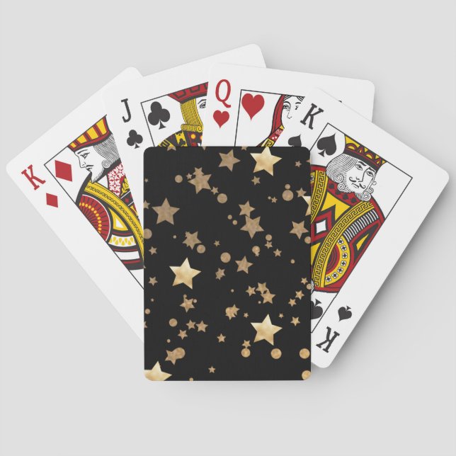 Jeu De Cartes Étoiles célestes noires et d'or et Pois (dos)