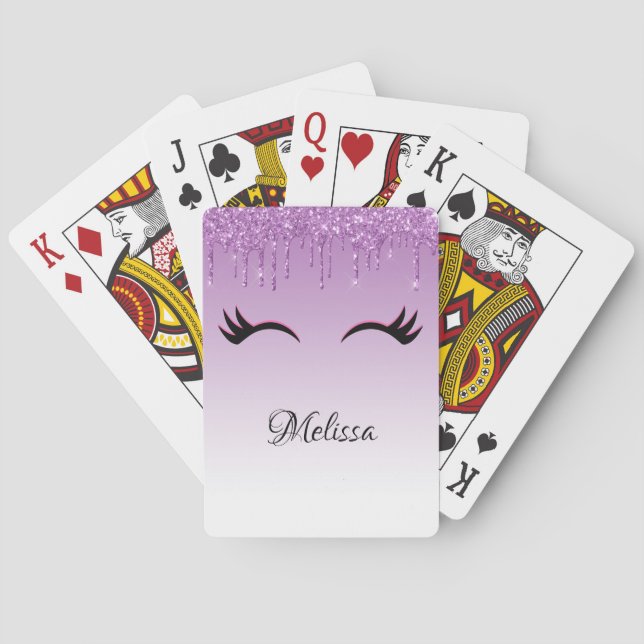 Jeu De Cartes Eyelashes rose et noir élégant sur Parties scintil (dos)