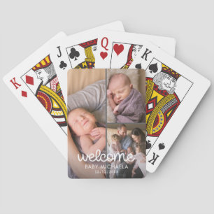 Jeu De Cartes Faire-part de naissance de bébé en collage photo
